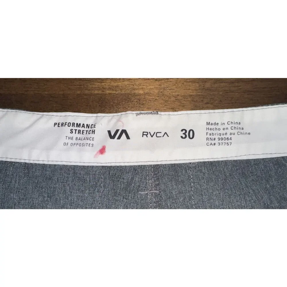 RVCA Men’s Performance Stretch Grey Casual Shorts Size 30 NWOT